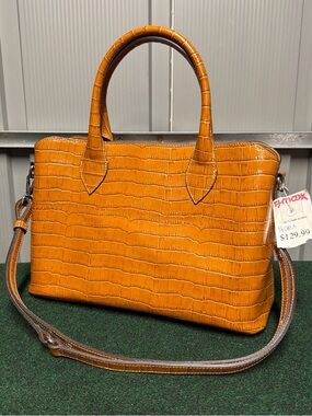 Claudia Firenze Made In Italy Genuine Leather Brown Tote Purse TL9235